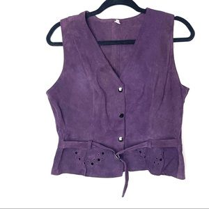 Western Purple Faux Leather Vest